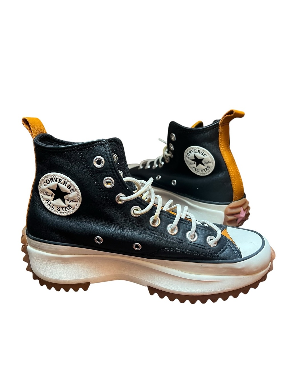 Converse Run Star Hike Leather Platform High Top Sneakers Shoes 8.5 Black Amber